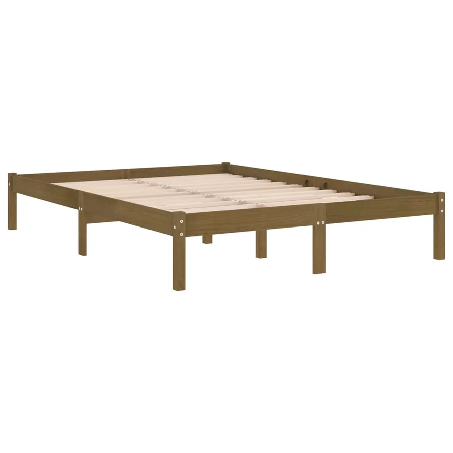Cadre de lit sans matelas marron miel bois massif 200x200 cm - 3