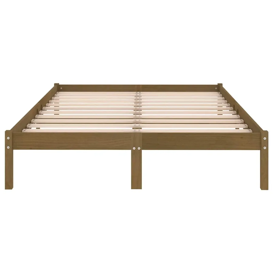 Cadre de lit sans matelas marron miel bois massif 200x200 cm - 4
