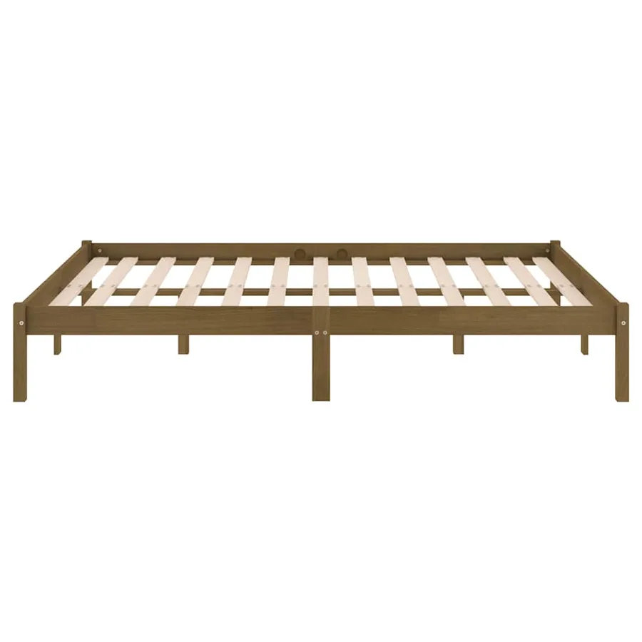 Cadre de lit sans matelas marron miel bois massif 200x200 cm - 5
