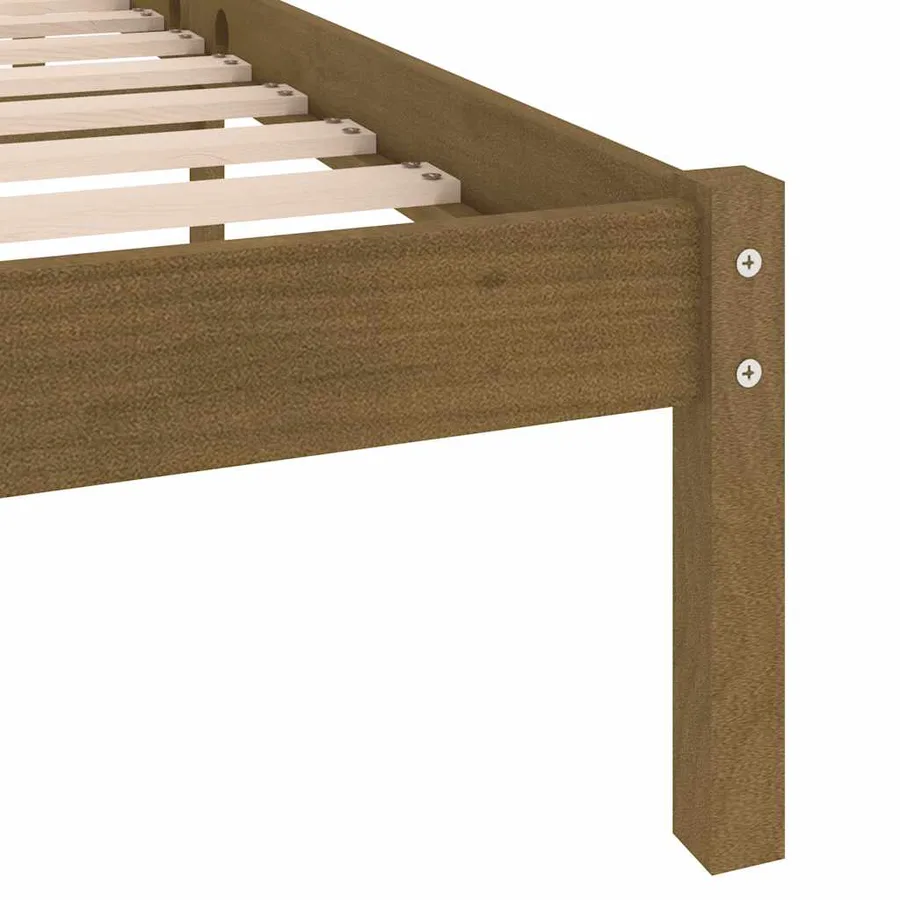 Cadre de lit sans matelas marron miel bois massif 200x200 cm - 6