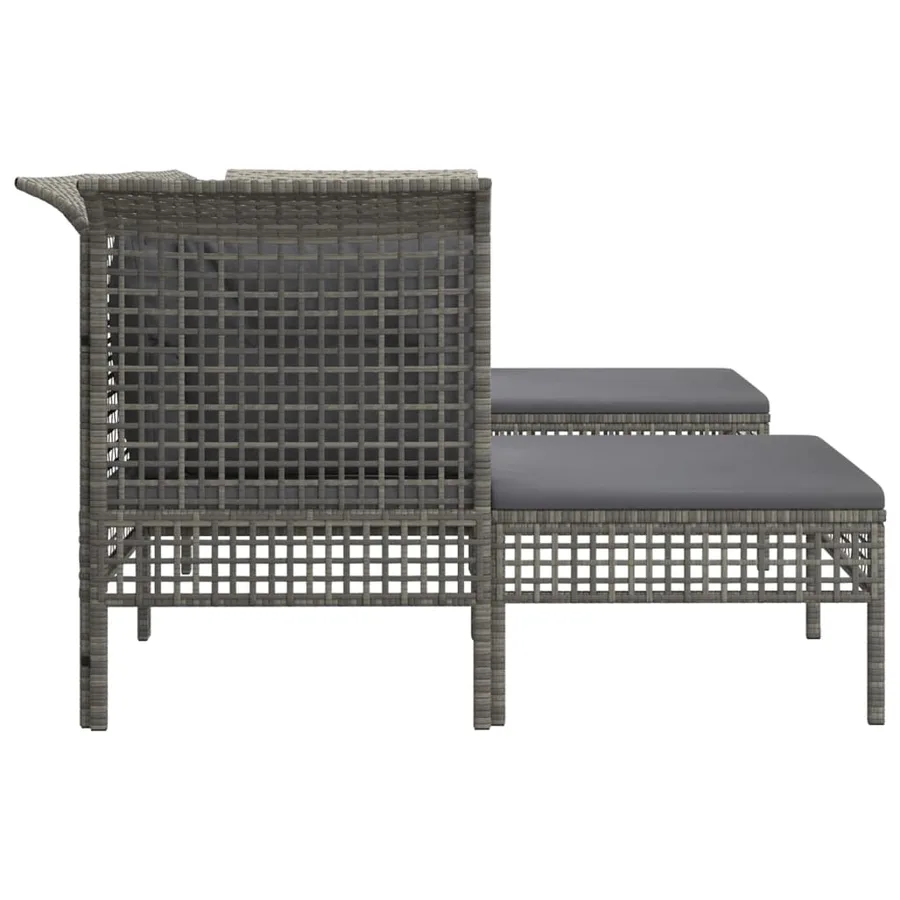 Salon de jardin 5 pcs avec coussins Gris Résine tressée - 5