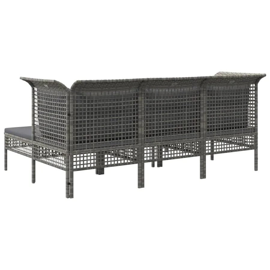 Salon de jardin 5 pcs avec coussins Gris Résine tressée - 6