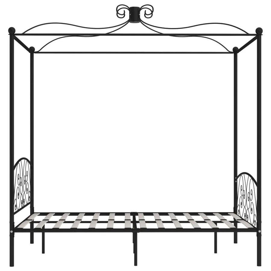 Cadre de lit à baldaquin Noir Métal 140 x 200 cm - 4