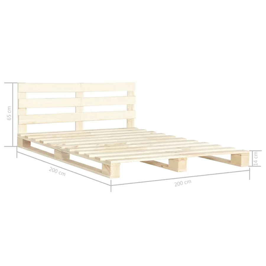 Cadre de lit de palette sans matelas bois massif pin 200x200 cm - 7