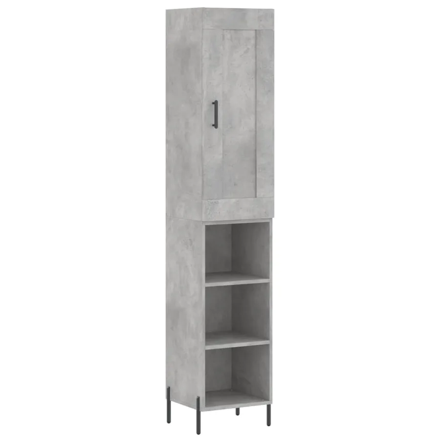 Buffet haut Gris béton 34,5x34x180 cm Bois d'ingénierie - 2
