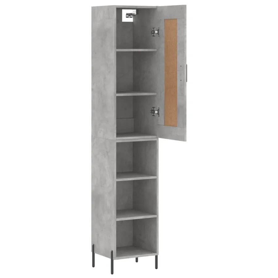 Buffet haut Gris béton 34,5x34x180 cm Bois d'ingénierie - 4