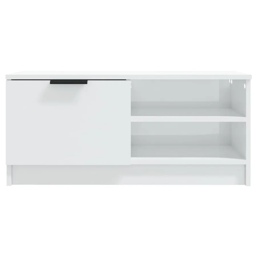 Meuble TV Blanc brillant 80x35x36,5 cm Bois d'ingénierie - 4