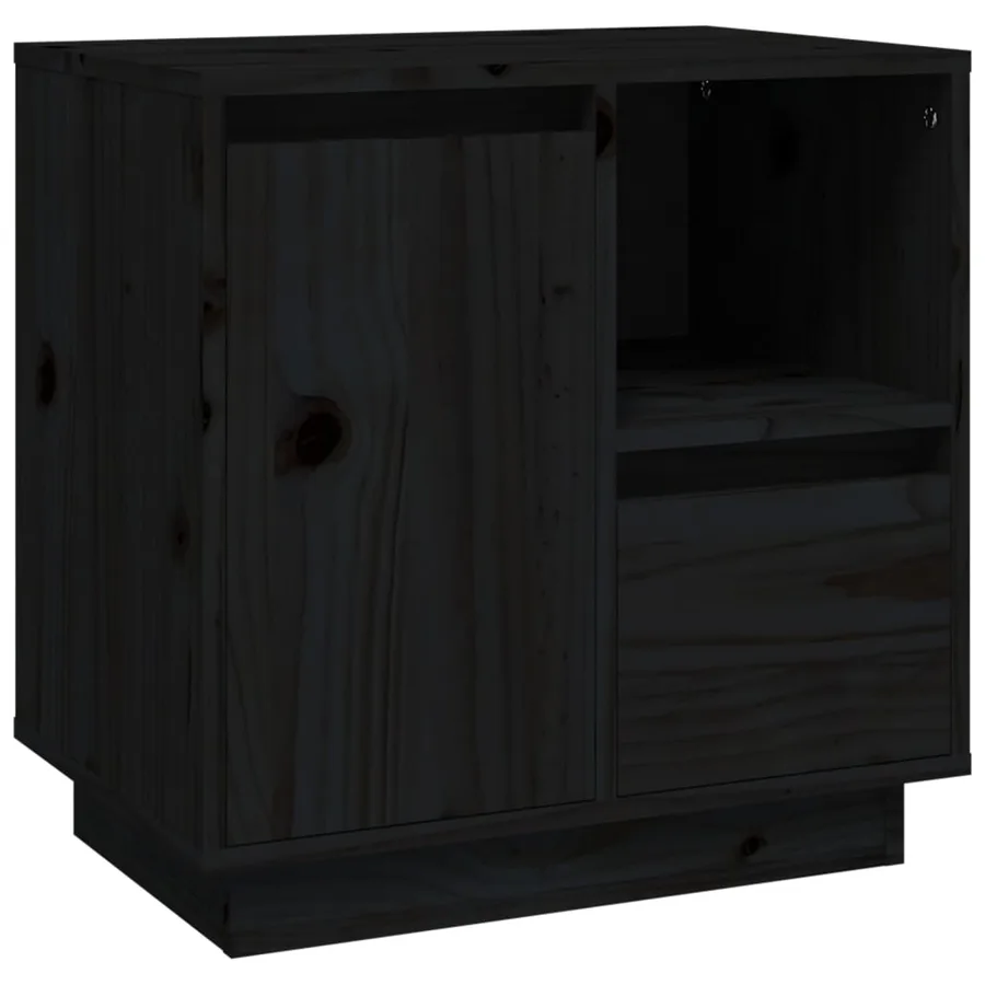 Table de chevet Noir 50x34x50 cm Bois de pin massif - 2