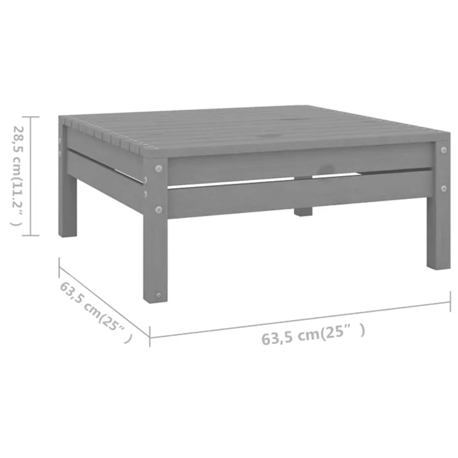 Salon de jardin 5 pcs Bois de pin massif Gris - 8