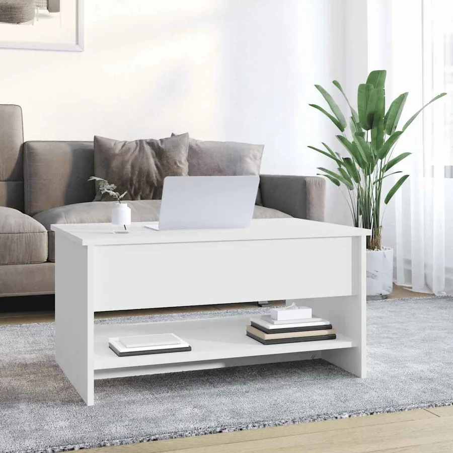 Table basse Blanc 80x50x40 cm Bois d'ingénierie - 3