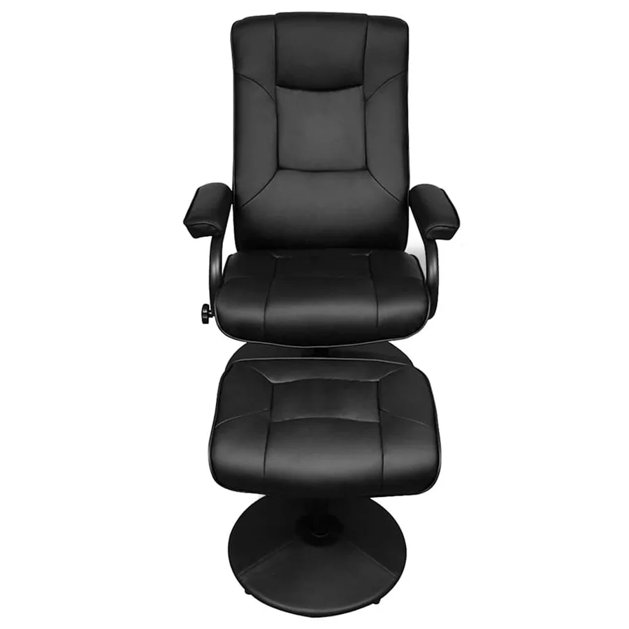 Fauteuil TV avec repose-pied Noir Similicuir - 3