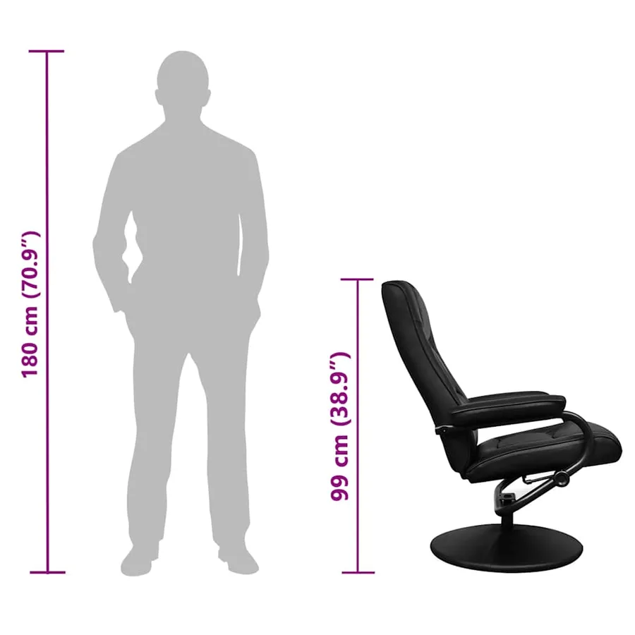 Fauteuil TV avec repose-pied Noir Similicuir - 9
