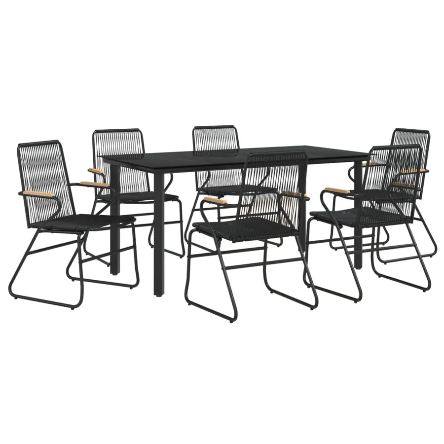 Ensemble à manger de jardin 7 pcs Noir Rotin PVC - 3