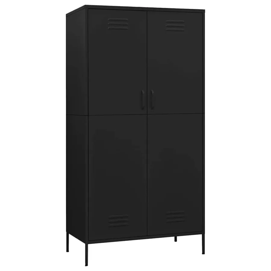 Garde-robe Noir 90x50x180 cm Acier - 2