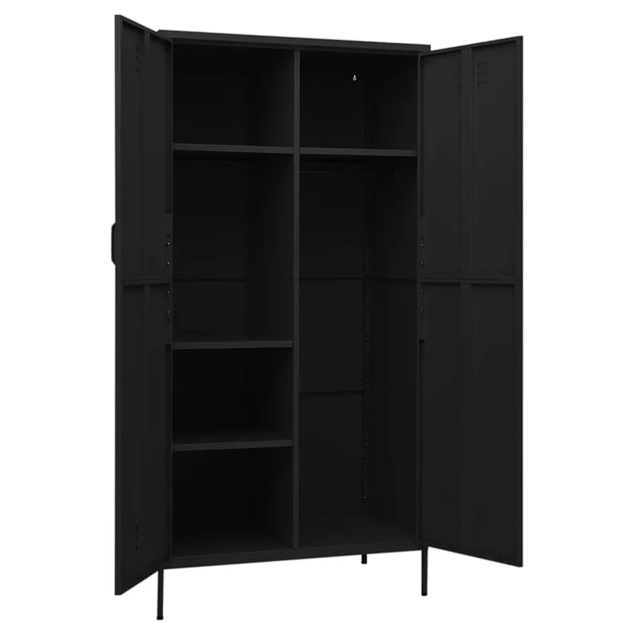 Garde-robe Noir 90x50x180 cm Acier - 6