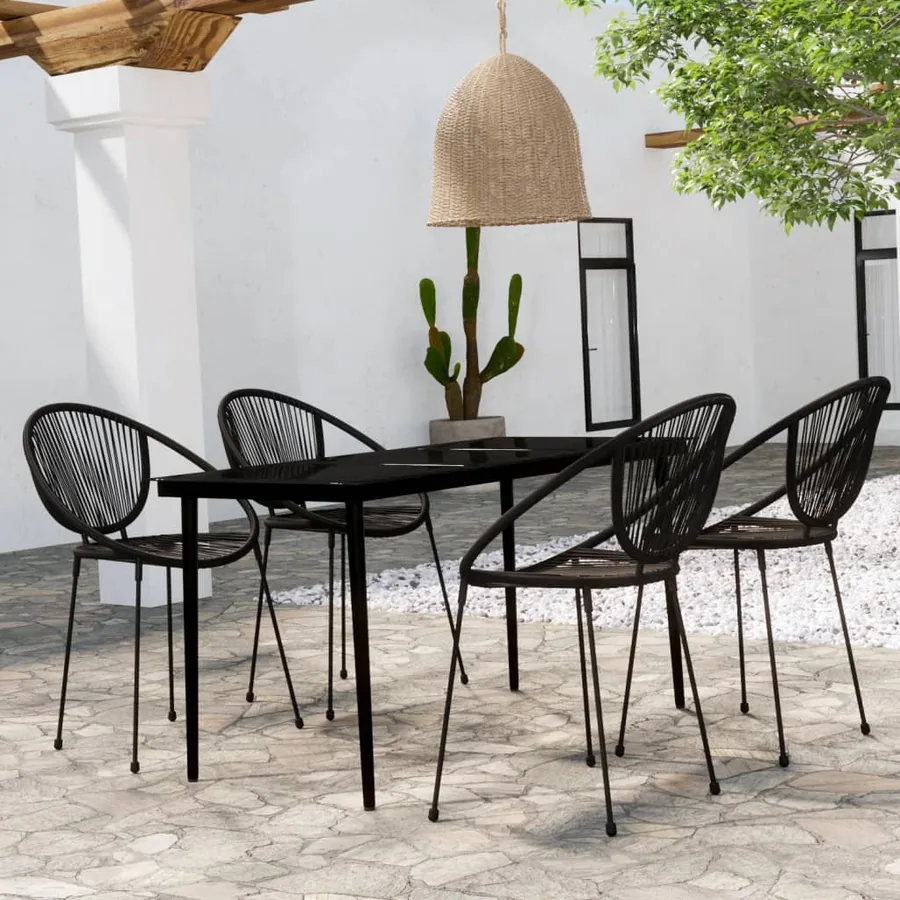 Ensemble à manger de jardin 5 pcs Noir