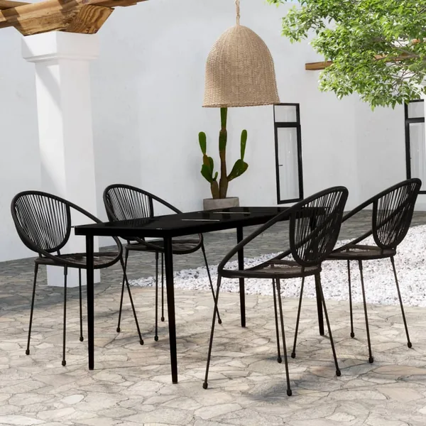 Ensemble à manger de jardin 5 pcs Noir