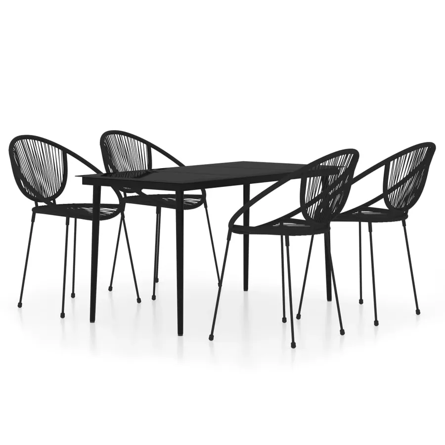 Ensemble à manger de jardin 5 pcs Noir - 2