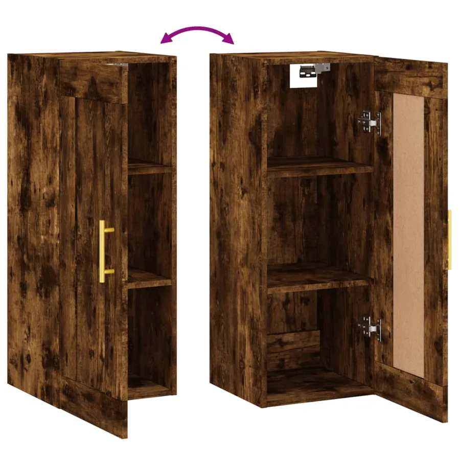 Armoire murale chêne fumé 34,5x34x90 cm bois d'ingénierie - 10