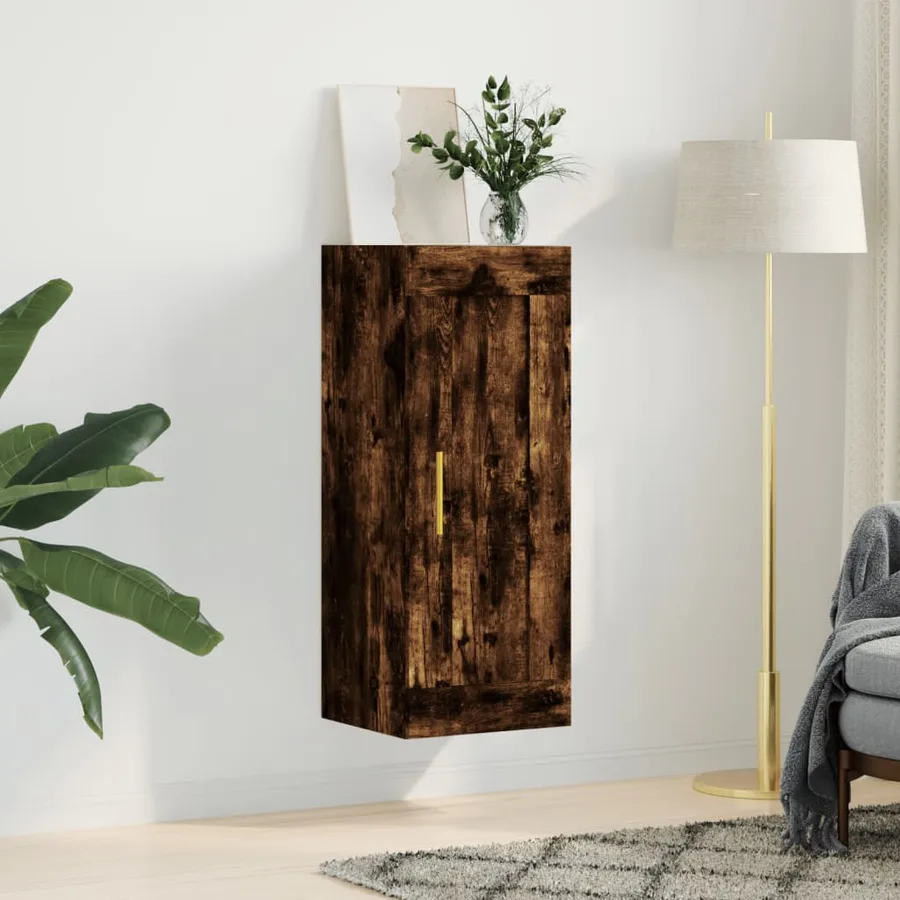 Armoire murale chêne fumé 34,5x34x90 cm bois d'ingénierie - 3