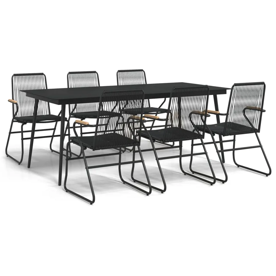 Ensemble à manger de jardin 7 pcs Noir Rotin PVC - 2