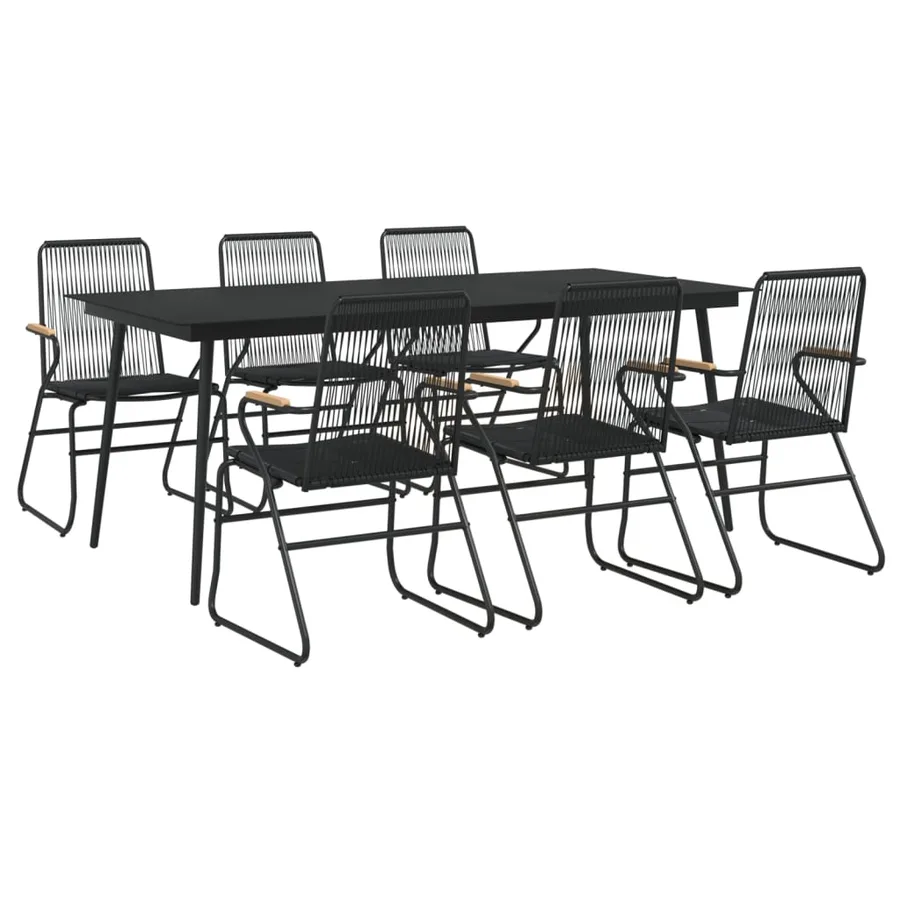 Ensemble à manger de jardin 7 pcs Noir Rotin PVC - 3