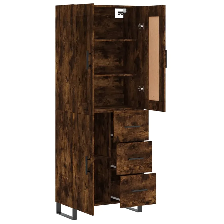 Buffet haut Chêne fumé 69,5x34x180 cm Bois d'ingénierie - 4