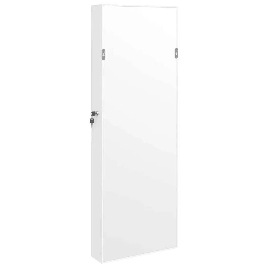 Armoire à bijoux avec miroir murale blanc 37,5x10x106 cm - 7