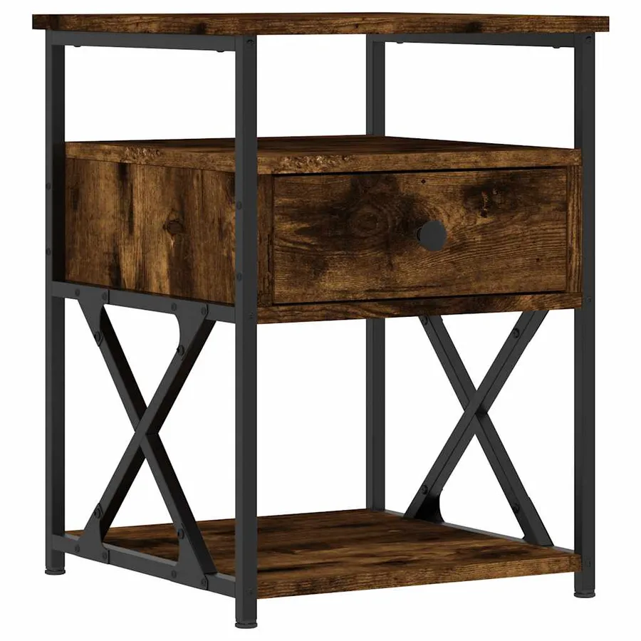 Table de chevet chêne fumé 40x42x55 cm bois d'ingénierie - 2
