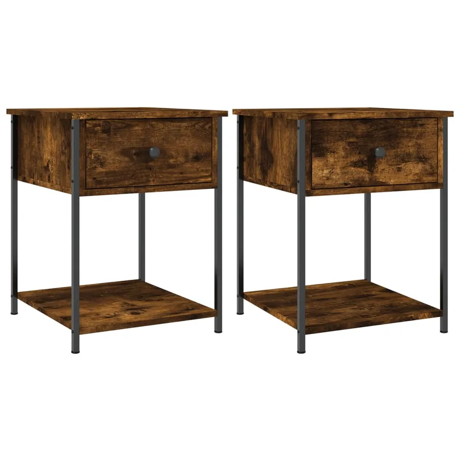 Tables de chevet 2 pcs chêne fumé 44x45x58 cm bois d’ingénierie - 2