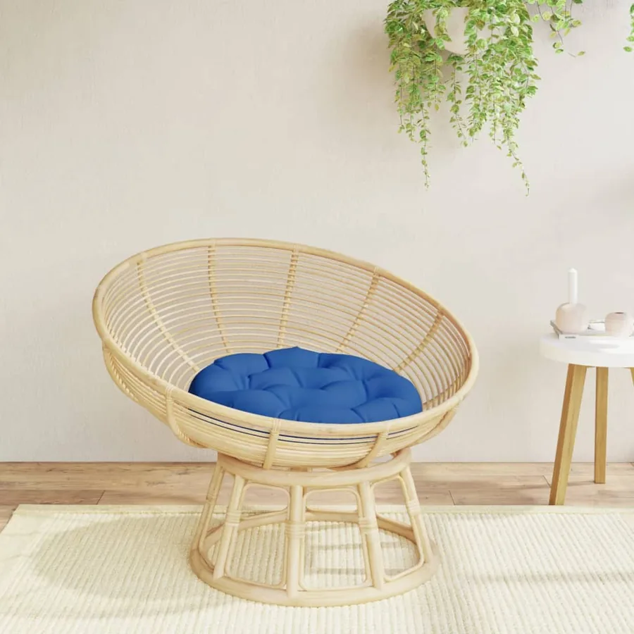 Coussin rond bleu royal Ø 60 x11 cm tissu oxford