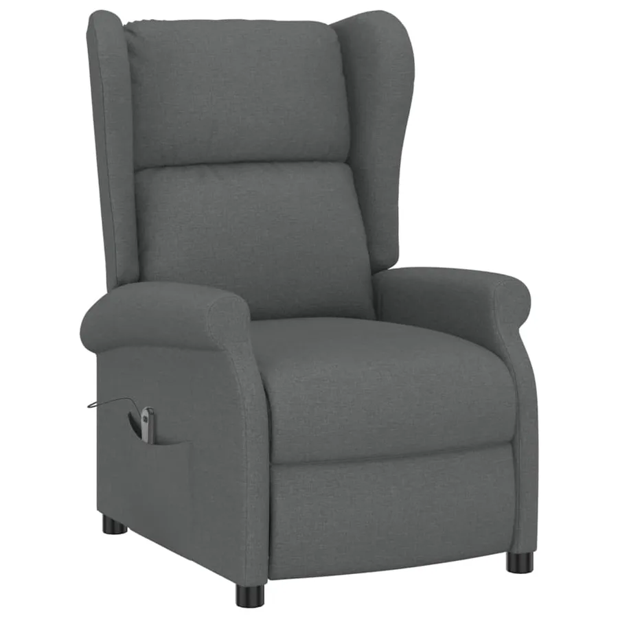 Fauteuil inclinable électrique à oreilles gris foncé tissu - 3