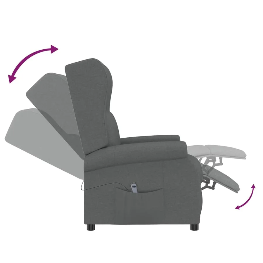 Fauteuil inclinable électrique à oreilles gris foncé tissu - 7
