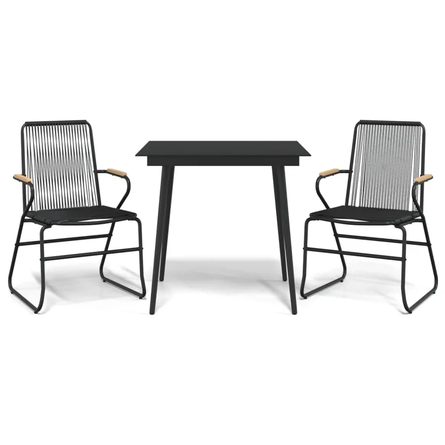 Ensemble à manger de jardin 3 pcs noir rotin PVC - 2