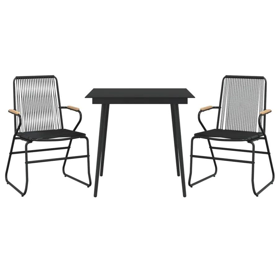 Ensemble à manger de jardin 3 pcs noir rotin PVC - 3