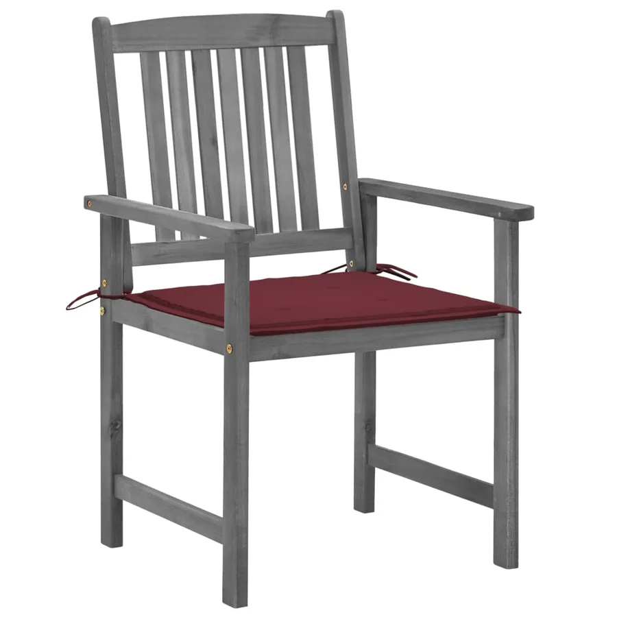 Chaises de jardin et coussins lot de 4 Gris Bois acacia massif - 3