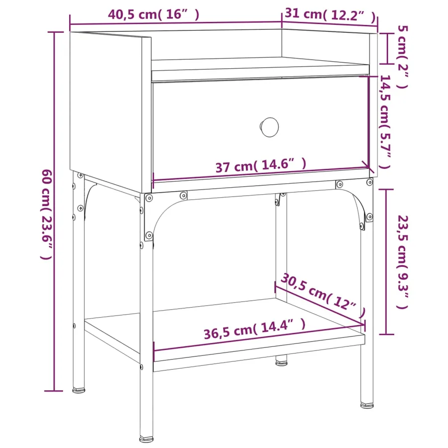 Table de chevet chêne sonoma 40,5x31x60 cm bois d'ingénierie - 11