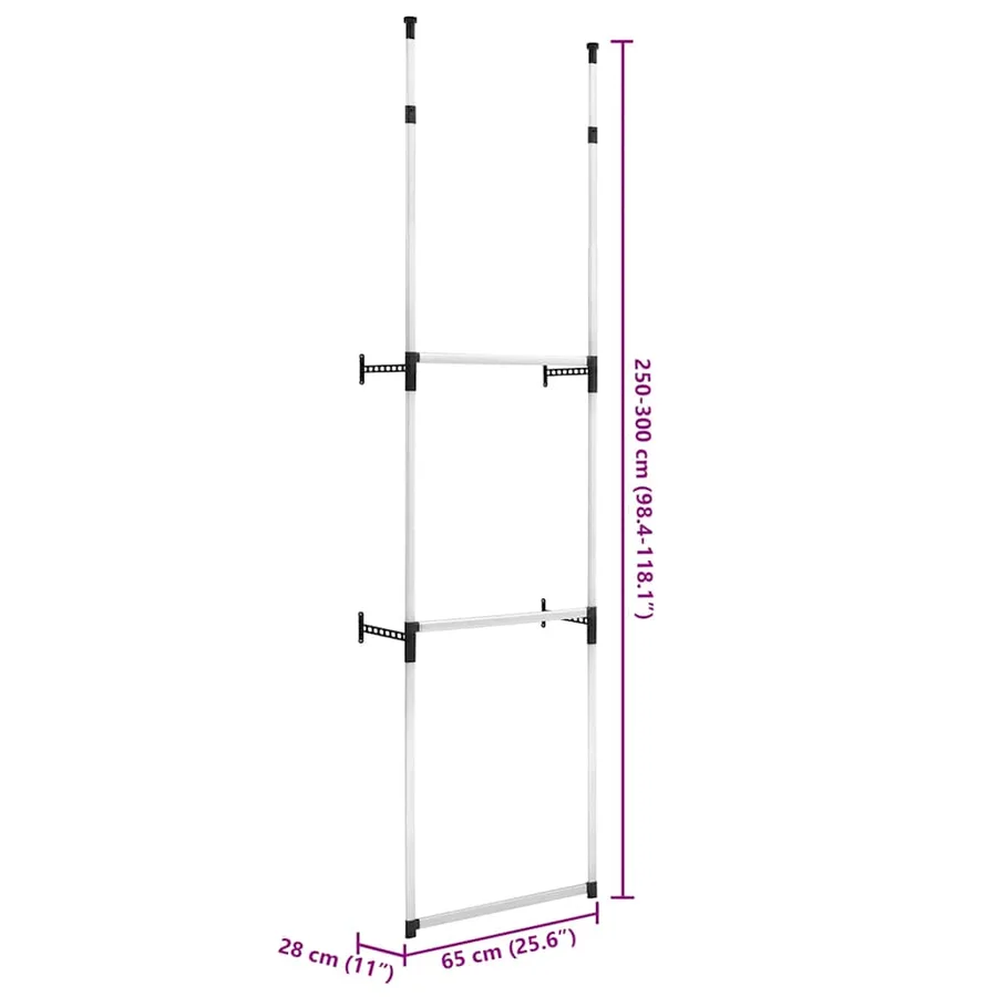 Système de garde-robe télescopique avec barres Aluminium - 10