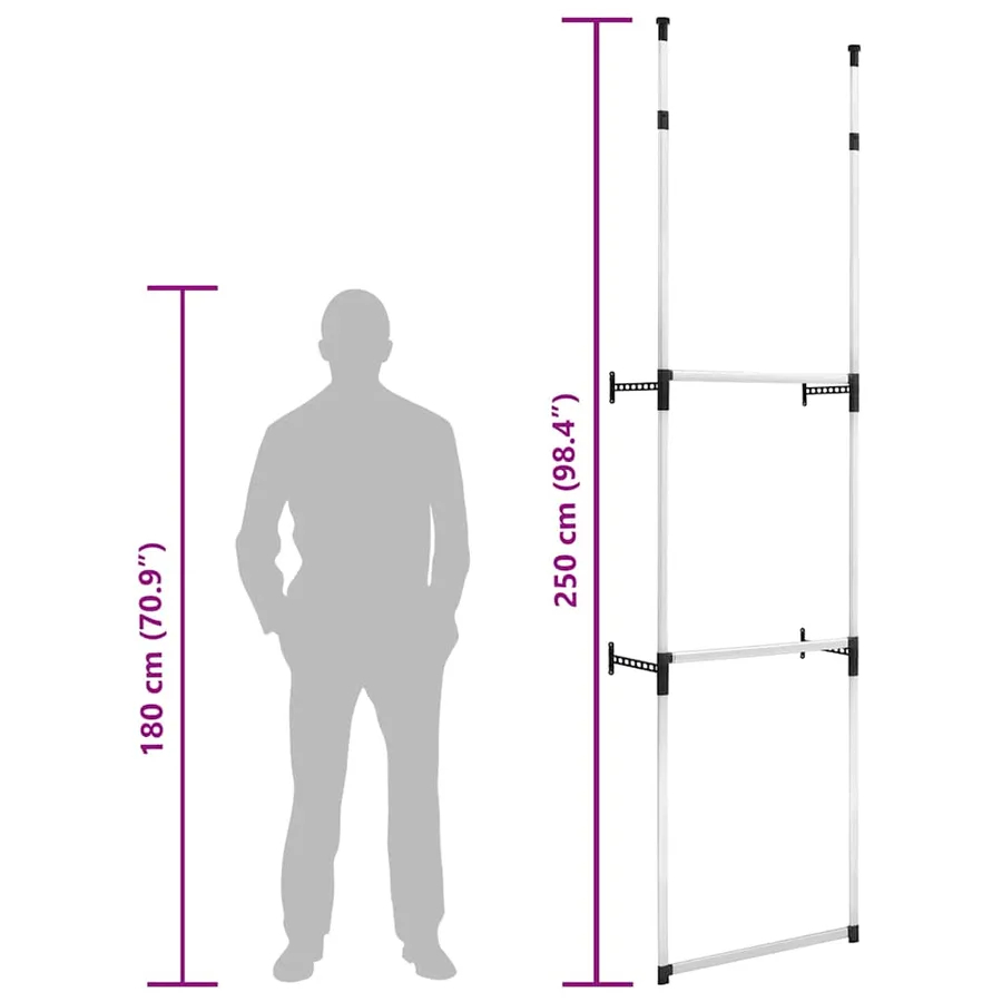 Système de garde-robe télescopique avec barres Aluminium - 11