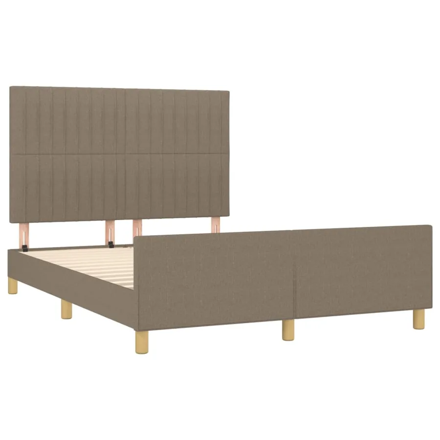 Cadre de lit sans matelas taupe 140x190 cm tissu - 4