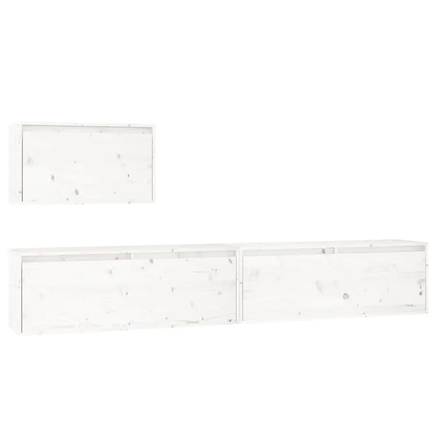 Meubles TV 3 pcs Blanc Bois massif de pin - 2