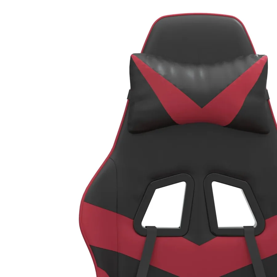 Chaise de jeu avec repose-pied Noir/rouge bordeaux Similicuir - 12