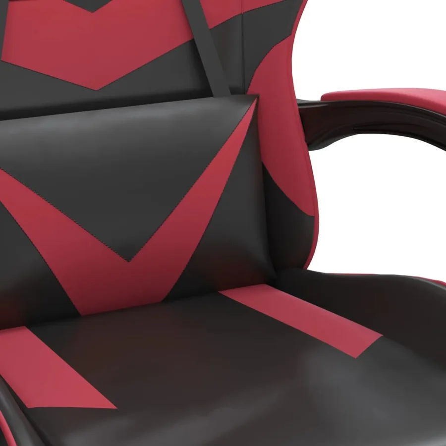 Chaise de jeu avec repose-pied Noir/rouge bordeaux Similicuir - 9