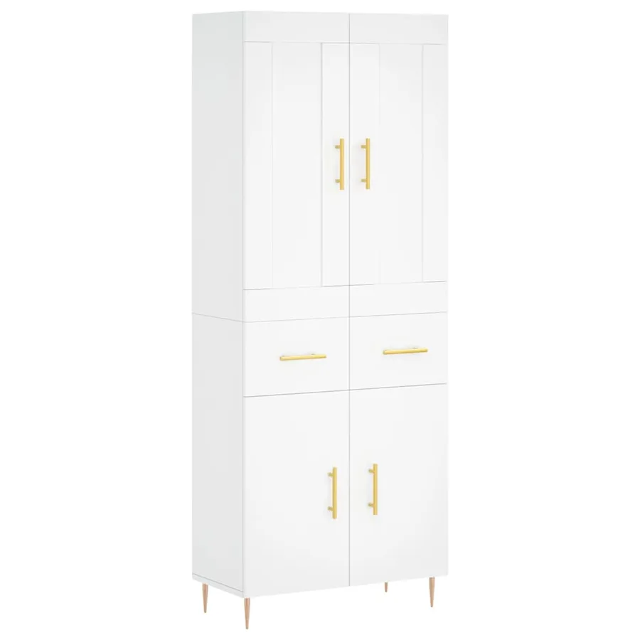 Buffet haut Blanc 69,5x34x180 cm Bois d'ingénierie - 2
