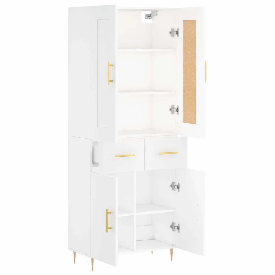 Buffet haut Blanc 69,5x34x180 cm Bois d'ingénierie - 4