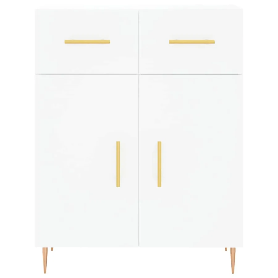 Buffet haut Blanc 69,5x34x180 cm Bois d'ingénierie - 8