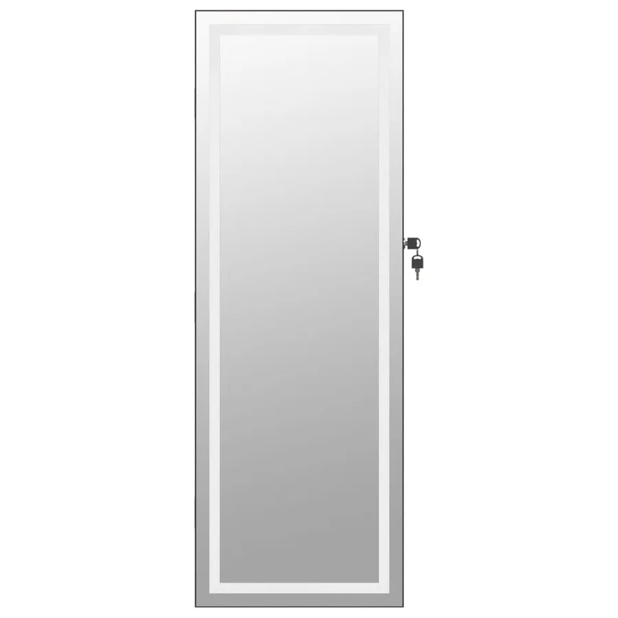 Armoire à bijoux avec miroir et éclairage LED mural noir - 5