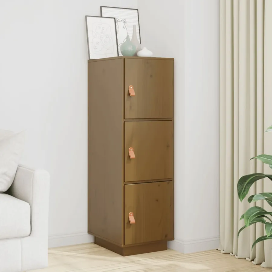 Buffet haut Marron miel 34x40x108,5 cm Bois massif de pin