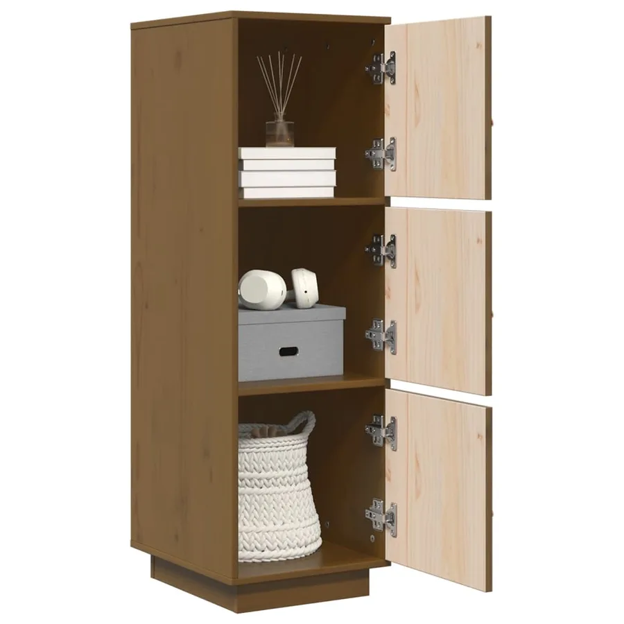 Buffet haut Marron miel 34x40x108,5 cm Bois massif de pin - 4