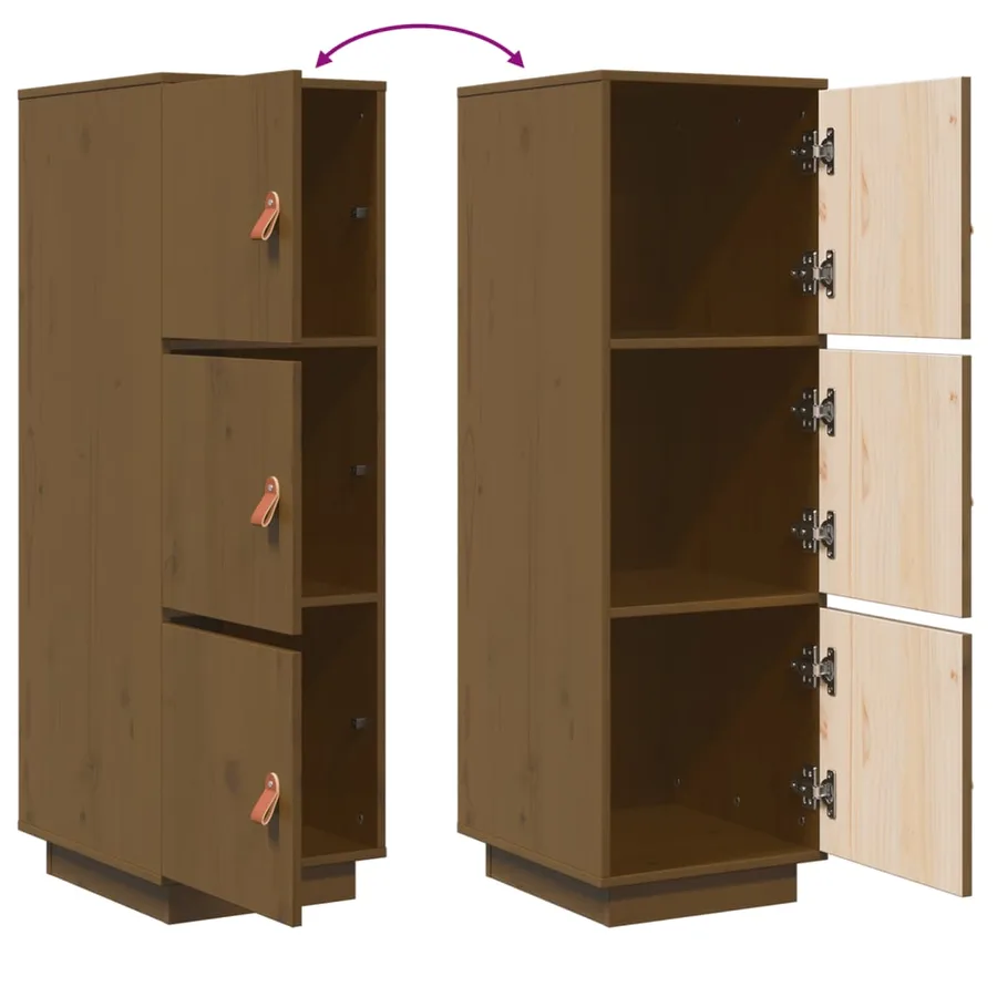 Buffet haut Marron miel 34x40x108,5 cm Bois massif de pin - 9